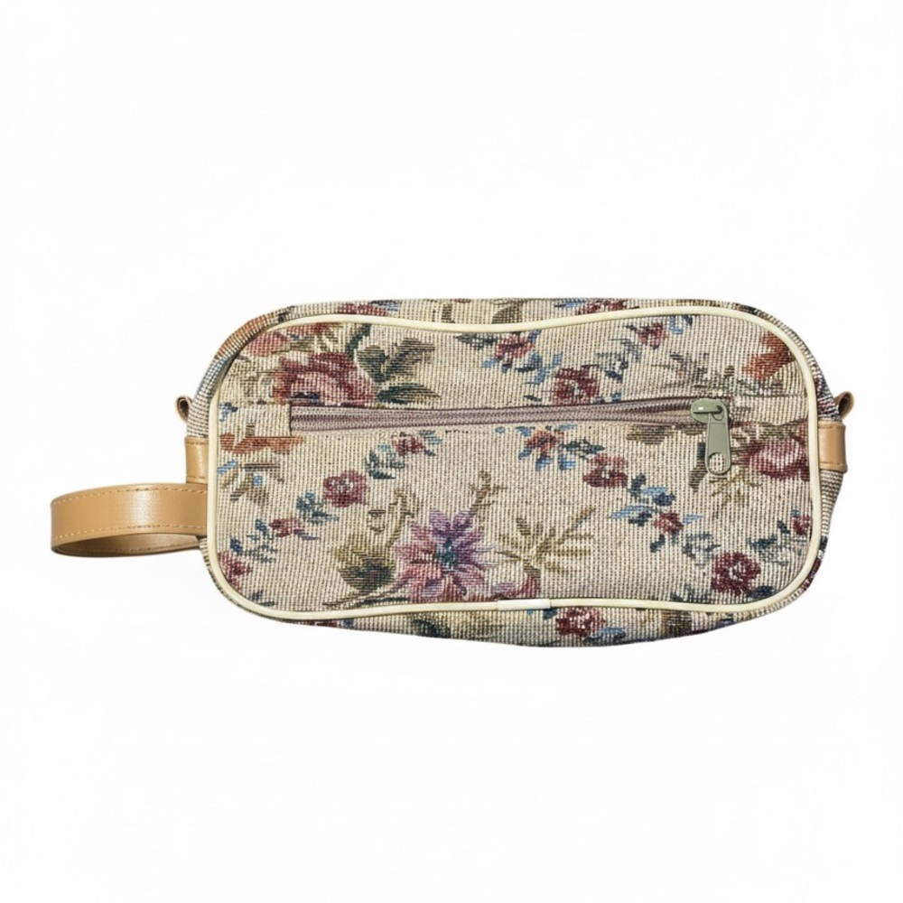 Vintage floral tapestry cosmetic or toiletry bag cottagecore grandmacore quaint
